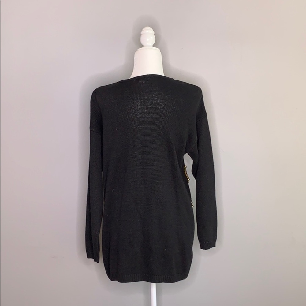 Vintage Black Gold Beaded Embellished Sweater - Picture 6 of 7